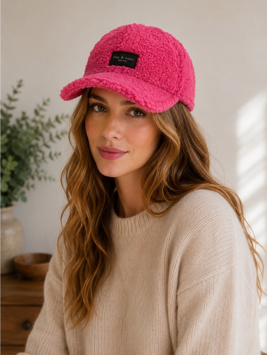Rag & Bone Accessories - Rag & Bone Pink Dyed Faux Fur Hat EUC